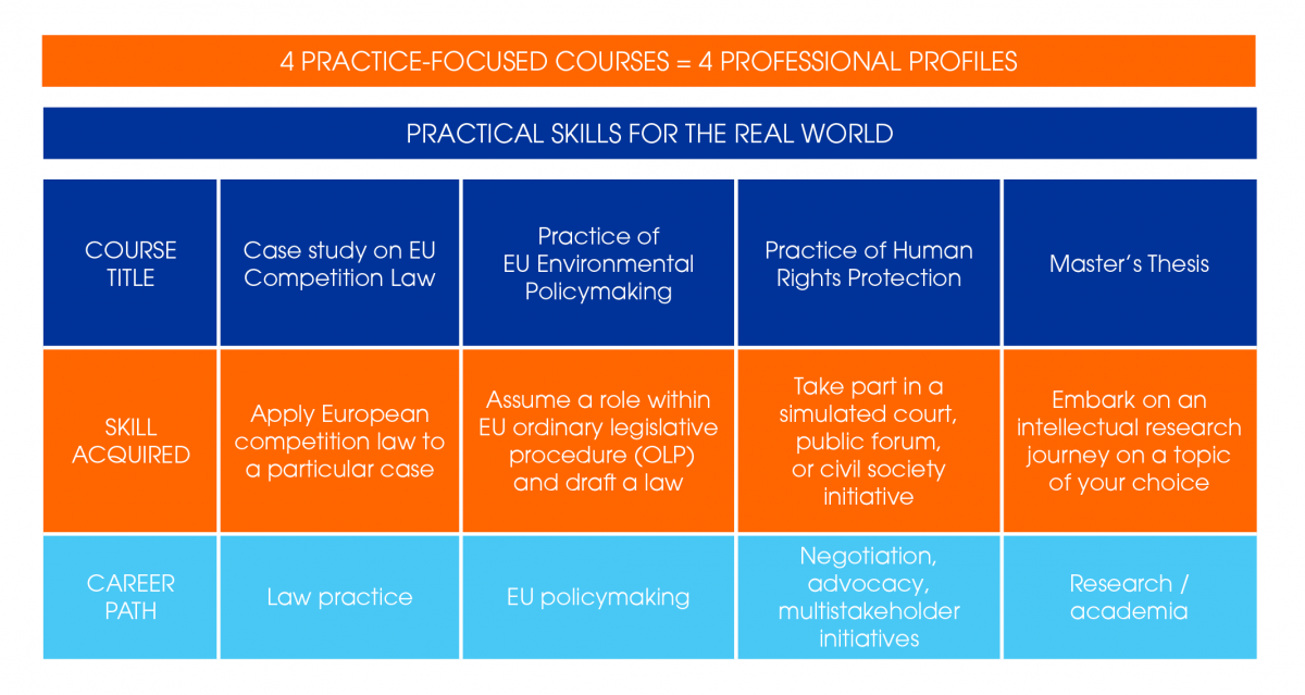 Description of skills courses and possible career paths